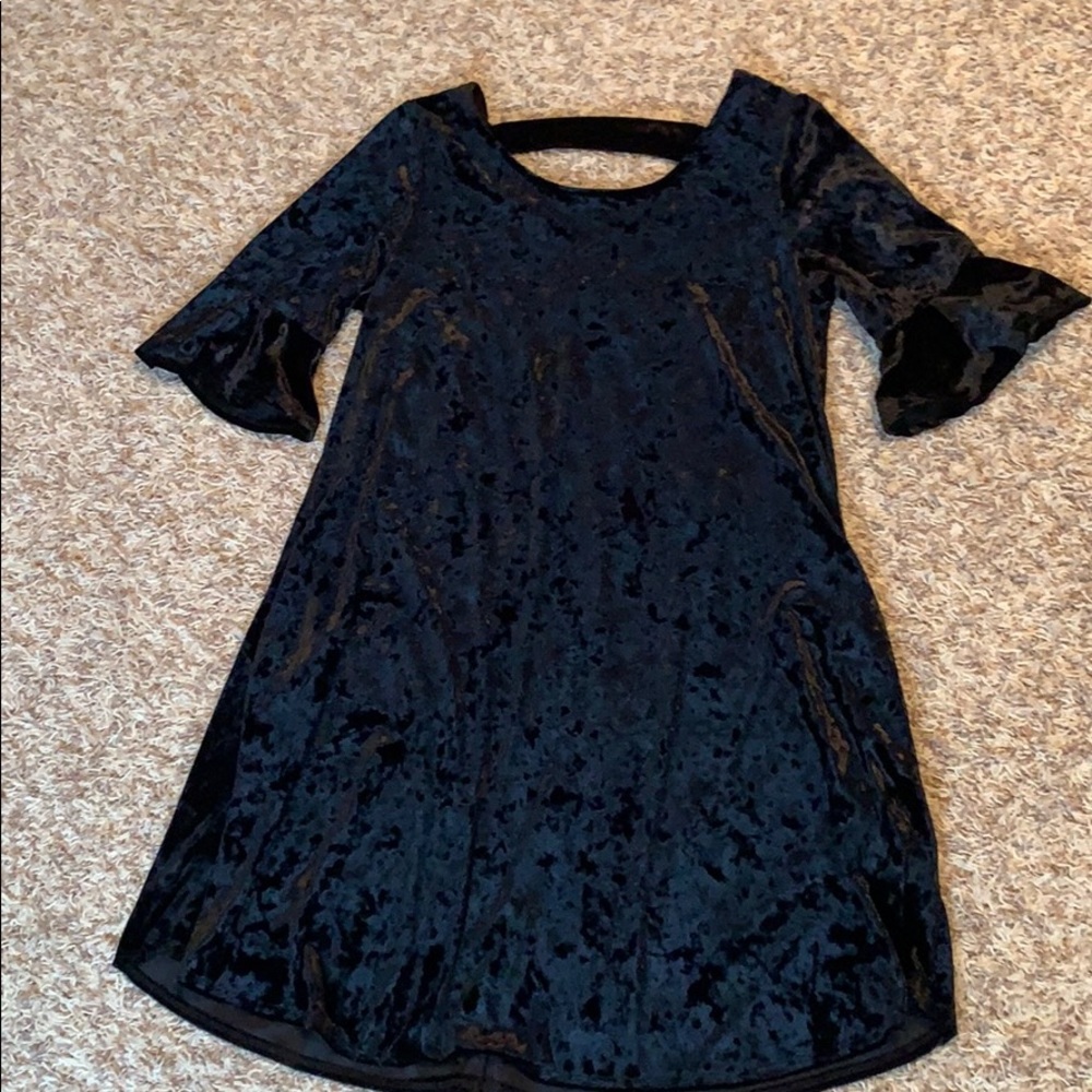 Black velvet knee length dress